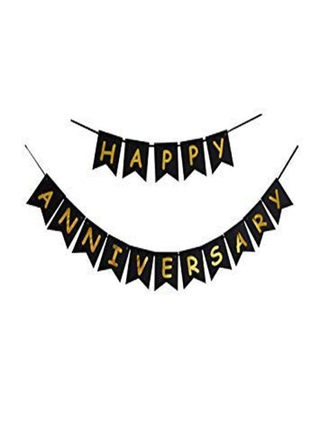 بارتيسانث لافتة عيد زواج سعيد متعددة الألوان من بارتسانثي، زينة عيد زواج سعيد، ذهبي وأسود، طقم زينة عيد زواج سعيد - عبوة من قطعة واحدة - Image 2